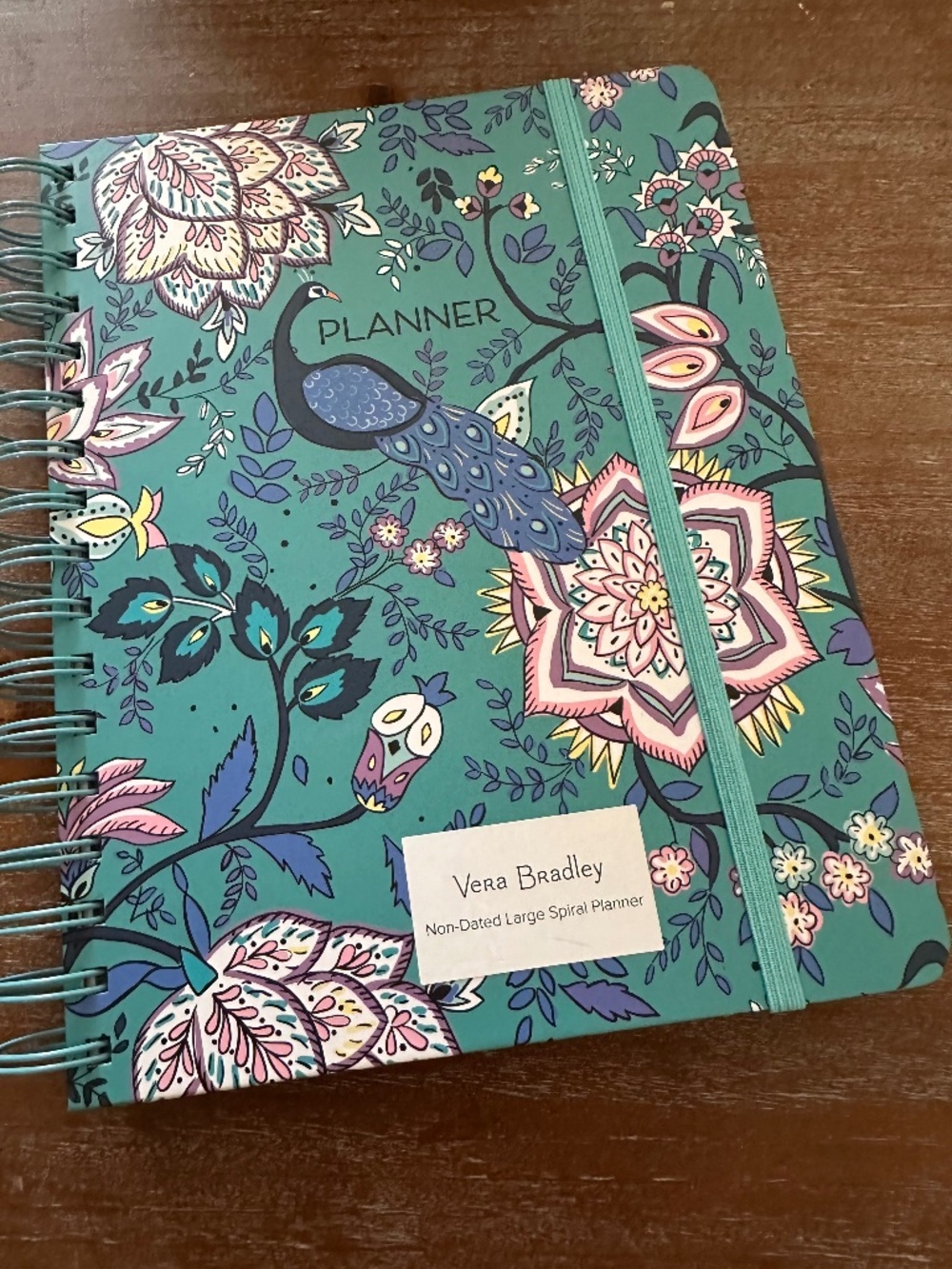 VERA BRADLEY Peacock Garden Undated Large Spiral Planner